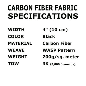 4 in x 1 FT - WASP - Carbon Fiber Fabric - Wasp Weave-3K - 220g-Black