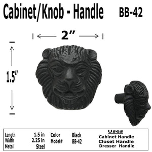 1.5"- Bear Face - BB-42 - Cabinet Knob Handle - For Gate, Drawer, Cabinet, Dresser - Black Finish For interior & Exterior Designing - BB-42 (4)