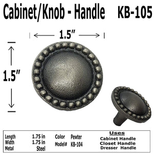 1.5"- Decorative Knob - KB-105 - Cabinet Knob Handle - For Gate, Drawer, Cabinet, Dresser - For interior & Exterior Designing (10)