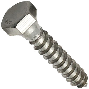 3/8" X 2" - 304 Grade Stainless Steel lag Screws, Hex Head Fasteners, Stainless Steel Screws