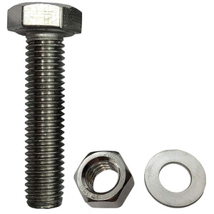 3/8" -16 x 1". 304-STAINLESS STEEL BOLTS, NUTS & WASHERS - 18-8 HEX HEAD Bolt - 304 Grade. General Purpose (10) Bolts + (10) Nuts + (10) Washers